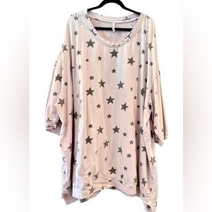 Magnolia Pearl Retired Blush Pink with Gray Stars Sweatshirt